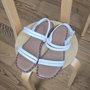 Women’s White Double-Strap Stud-Trim Sandals